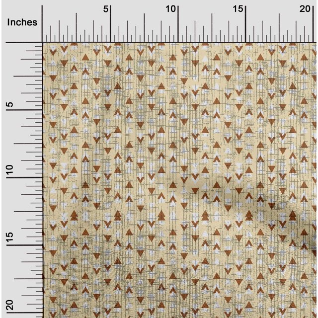oneOone Tissu de Coton Jaune Pâle Texture & Triangle Géométrique Robe Tissu Tissu Imprimé par la Cour 42 Pouces de Large