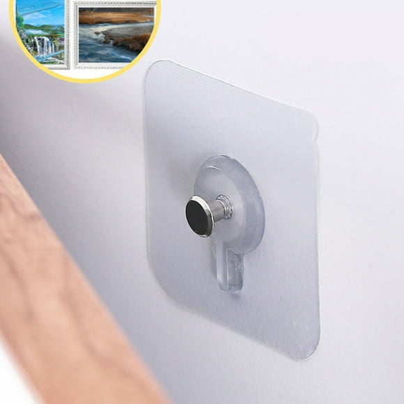 Picture Hanging Hooks Heavy Duty Adhesive Hooks for Pictures Posters Photos Decorative Paintings 6 cm x 6 cm Stainless Steel No Drilling