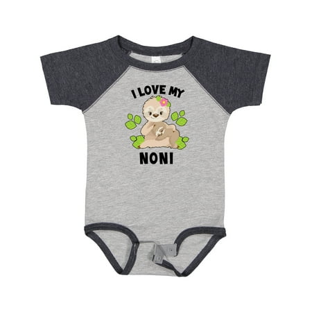 

Inktastic Cute Sloth I Love My Noni with Green Leaves Gift Baby Boy or Baby Girl Bodysuit