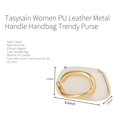 thumbnail image 4 of Bolso de mano Tasysain de piel sintética con asa de metal para mujer, moderno, compacto, de piedra, bolso de mano, casual, de hombro (beige), 4 of 6