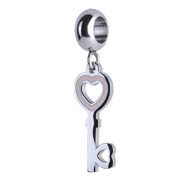 Charm para Pulsera LuckyLy Dije de Llave Corazón Acero Inoxidable Modelo Fiona Plateado UNITALLA