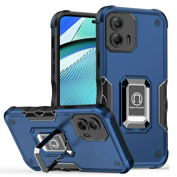 TJS for Motorola Moto G Power 5G (2024) Phone Case, [Military Grade] Heavy Duty Magnetic Support Ring Kickstand Cover (Blue)