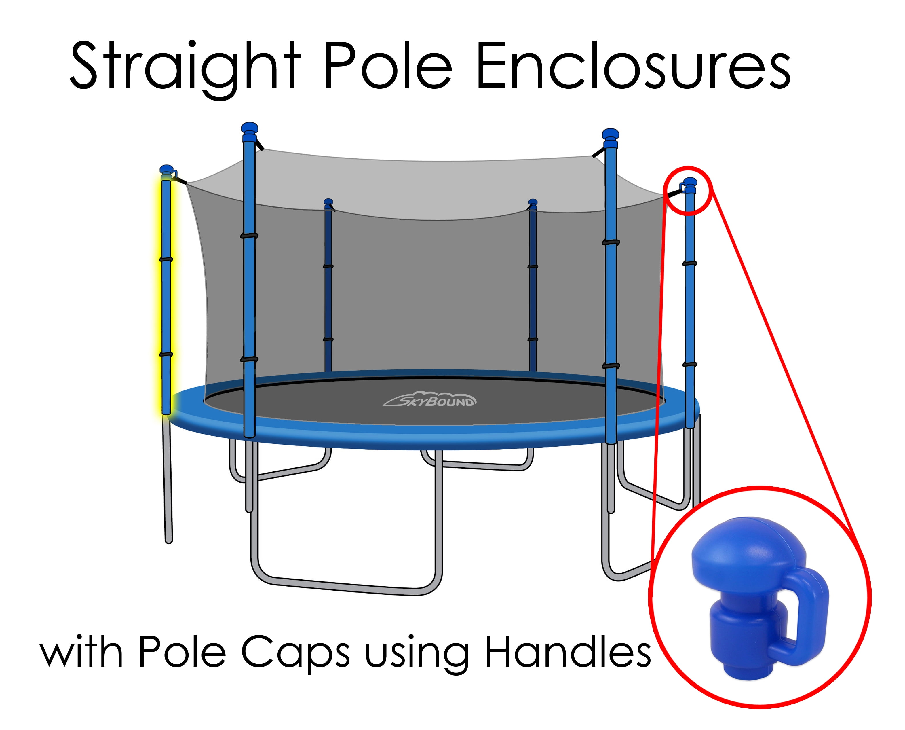 Replacement Trampoline Safety Net For 12 Ft Frames W 6 Straight Enclosure Poles Or 3 Arches Compatible W Jumptek Jump Zone Upper Bounce And Many More Walmart Com Walmart Com