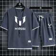 thumbnail image 3 of Traje deportivo de dos piezas para hombre, cómodo y transpirable, para correr, baloncesto, entrenamiento, manga corta, informal, tallas M a 3XL, 3 of 5