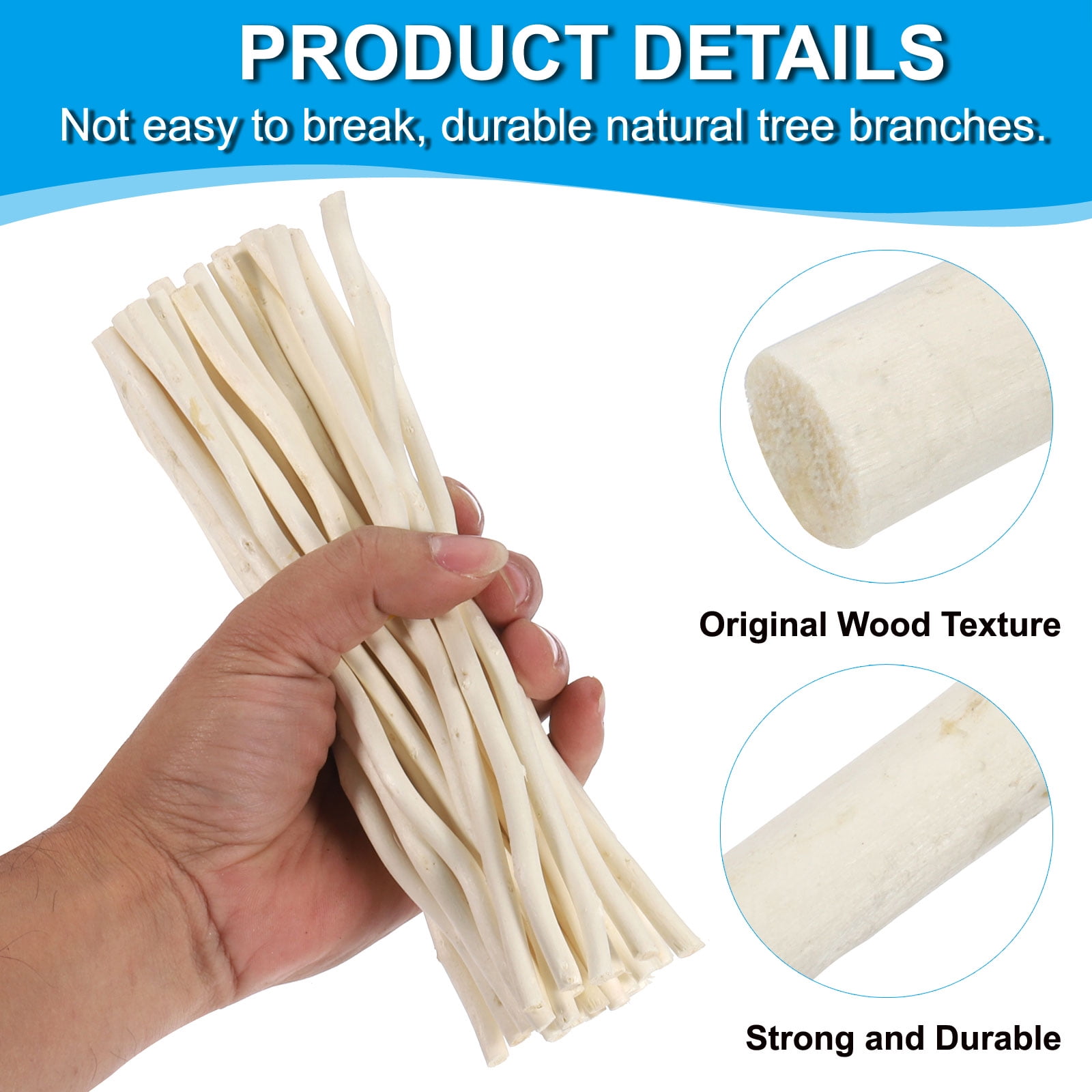 Uxcell 36 Pcs 40cm Wood Log Sticks, 0.2-0.5 inch in Diameter Natural Wood Craft Sticks, Dried Wood Sticks Decorative Wood Branch Sticks for DIY Crafts Accessory Photo Props, White