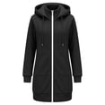 thumbnail image 5 of Women's Full-Zip Hooded Mid-Long Fleece-Lined Outerwear Ghalytn Long Sleeve Casual Coat with Front Pockets, 5 of 6