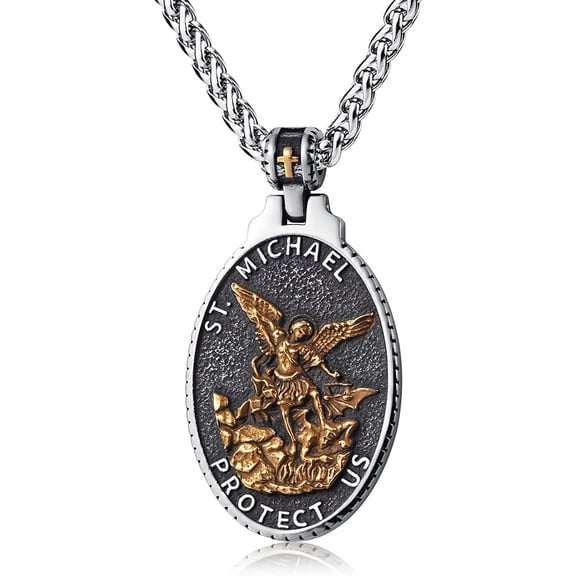 ZMY Home Stainless Steel Jewelry Religious Archangel Michael Christian Pendant Necklace