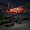 thumbnail image 3 of PURPLE LEAF 11FT Square Double Top Deluxe Solar Powered LED Patio Umbrella Outdoor Cantilever Umbrella, Brick Red, 3 of 15