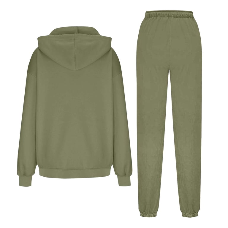 Women's Plus Size 2PC Sweatsuit Pullover Hoodie with Pocket Top