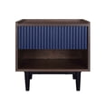 thumbnail image 1 of Manhattan Comfort Duane Modern Ribbed Nightstand with Full Extension Drawer in Dark Brown and Navy Blue, 1 of 5