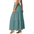 thumbnail image 6 of Womens Boho Casual Maxi Skirts Flowy Elastic High Waisted A-Line Long Skirts with Pockets Turquoise L, 6 of 7