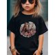 thumbnail image 1 of Girls' Summer Short Sleeve T-Shirt, Creative Double Horse Print, Casual Crew Neck, Polyester Knit Top with Slight Stretch, Animal Pattern, Outdoor Running Style, Regular Fit, 230g Fabric Weight, 1 of 4