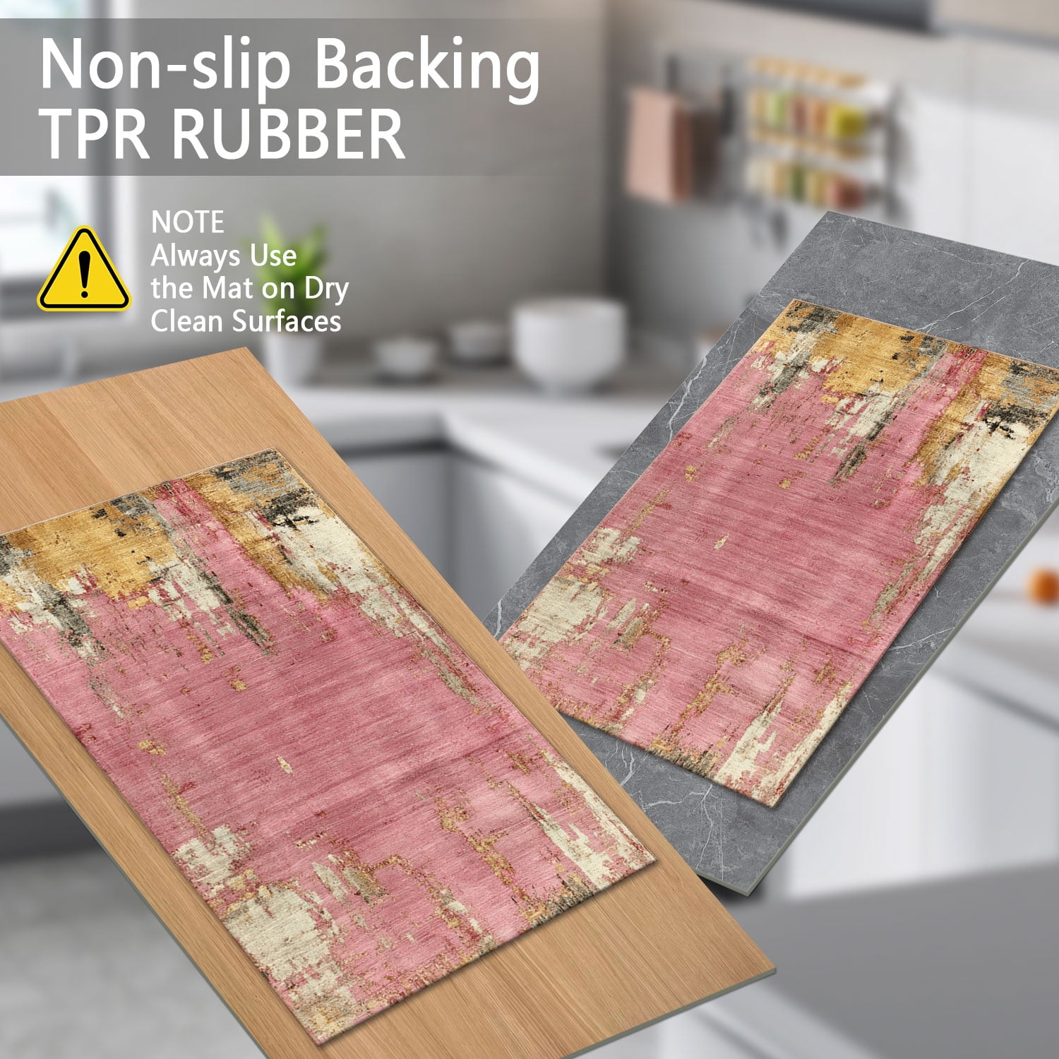 Three-Piece Kitchen Rug Set, Abstract Pattern Kitchen Hallway Rug, Soft And Comfortable, Suitable for Sinks, Floors, Entrances, Hallways, Bathrooms