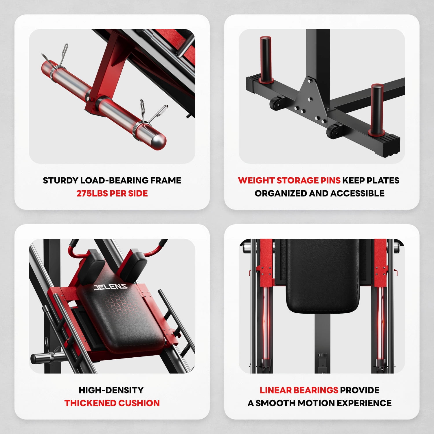 1100lb Leg Press Machine，Hack Squat Machine with linear bearings for Home Gym，with 100 LB Weight Plate workout equipment for Strength Training,Red