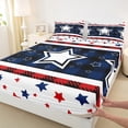 thumbnail image 3 of Homewish Kawaii American Stars Full Size Sheets, Navy Red Stripes Ombre Bed Sheets, Cartoon US Flag Sheet Sets, Luxury Bedroom Decor, 4pcs, 3 of 7