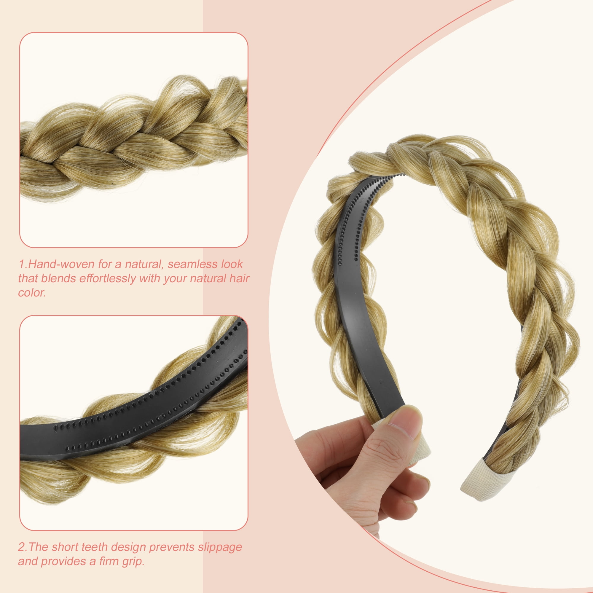Unique Bargains Braided Hairpiece Elastic Band for Various Looks 1 Set Gold Tone