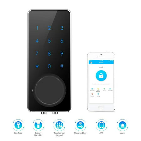 AKASO Smart Lock, Smart Electronic Door Lock APP Code Touch Screen Keypad Deadbolt Entrance Smart Electronic Digital Door Lock with Key Remote Keypad for Home Hotels (The Best Lock Screen App For Android)