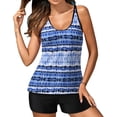 thumbnail image 2 of CALAFEBILA Modest Girls Swimsuit Two Piece Tankini Striped Print Beach Summer Bathing Suits, 2 of 9