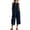 Navy., variant on HBGVBA Women Summer Casual Jumpsuits,Solid Color Round Neck Sleeveless Breasted Cargo Jumpsuit with 3/4 Length Pant