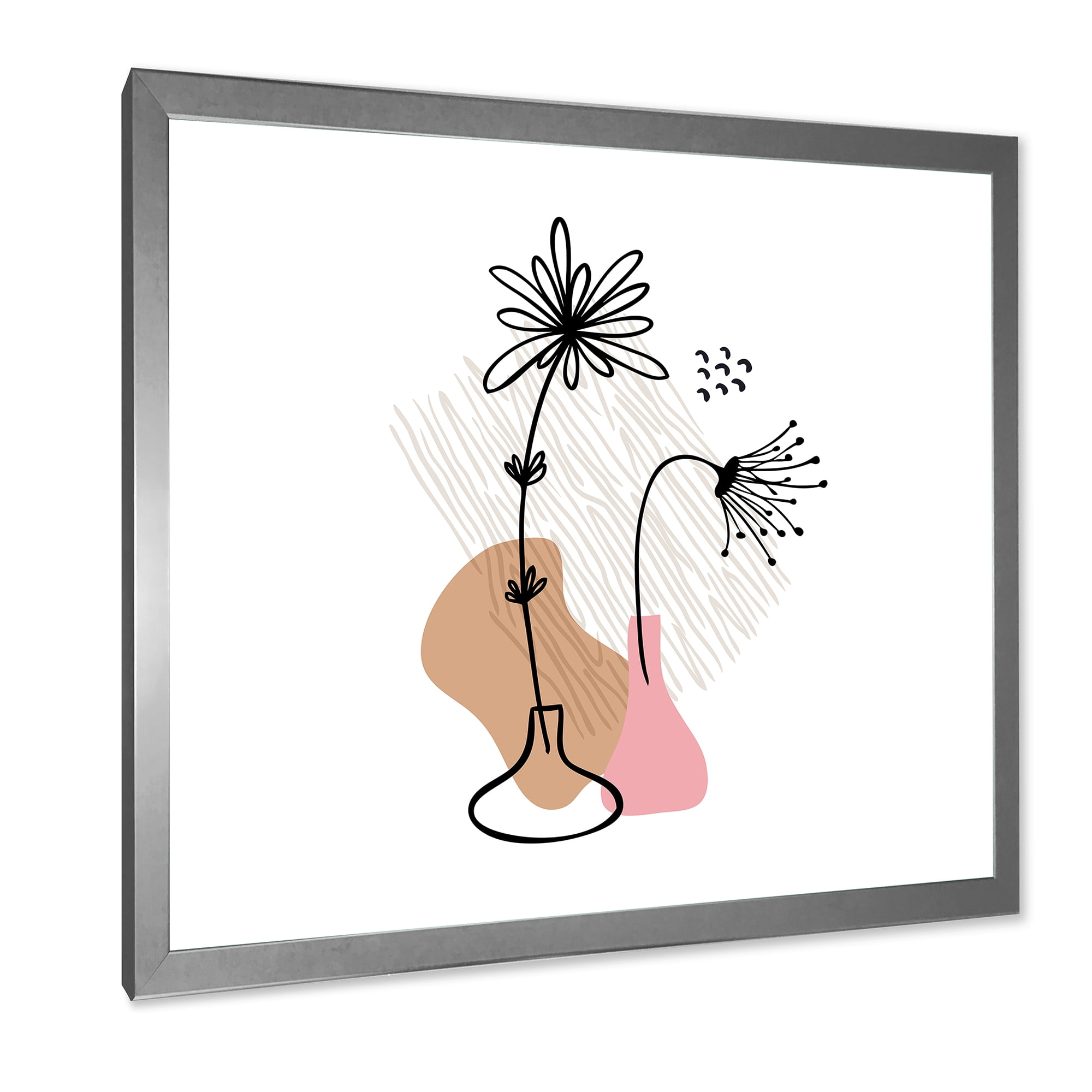 Designart 'Abstract Minimal Shapes Under Flowers III' Modern Framed Art Print