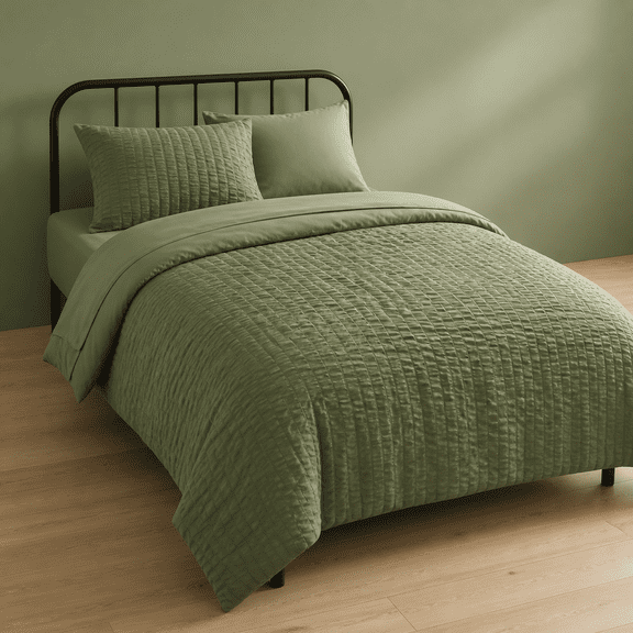 Comforter Set 5 Piece Olive Green Bed In A Bag Size Bedding Sets