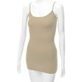 thumbnail image 4 of RT1002 Adjustable Spaghetti Strap Basic Long Cami Tunic Tank Top LT.Mocha S, 4 of 5