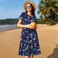 thumbnail image 4 of Rateoe Hawaiian Style Pattern Women’s Short Sleeve Dress – Casual Elegant Summer A-Line Dress for Everyday Wear, 4 of 6