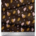 thumbnail image 2 of Soimoi Brown Cotton Voile Fabric Oaknut & Oak Leaves Print Fabric by Yard 42 Inch Wide, 2 of 3