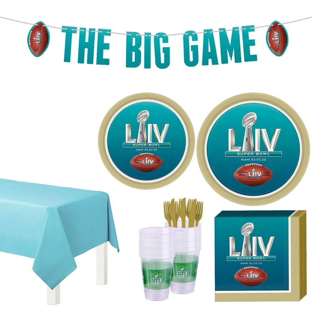 Party City Super Bowl Deluxe Tableware Supplies for 18 Guests, Include