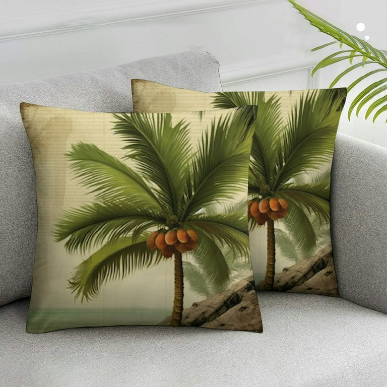COMIO Tropical Palm Tree Throw Pillow Covers Set of 2 Vintage Green Decorative Pillows Case Outdoor Cushion Covers for Couch Sofa Bed Home Decor Walmart