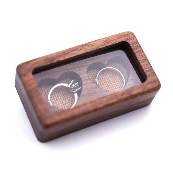 Fashion Rustic Wood Ring Box Round Shaped Holder Hinge Jewelry Handmade Wooden Presentation Box Jewelry Chest Organizer