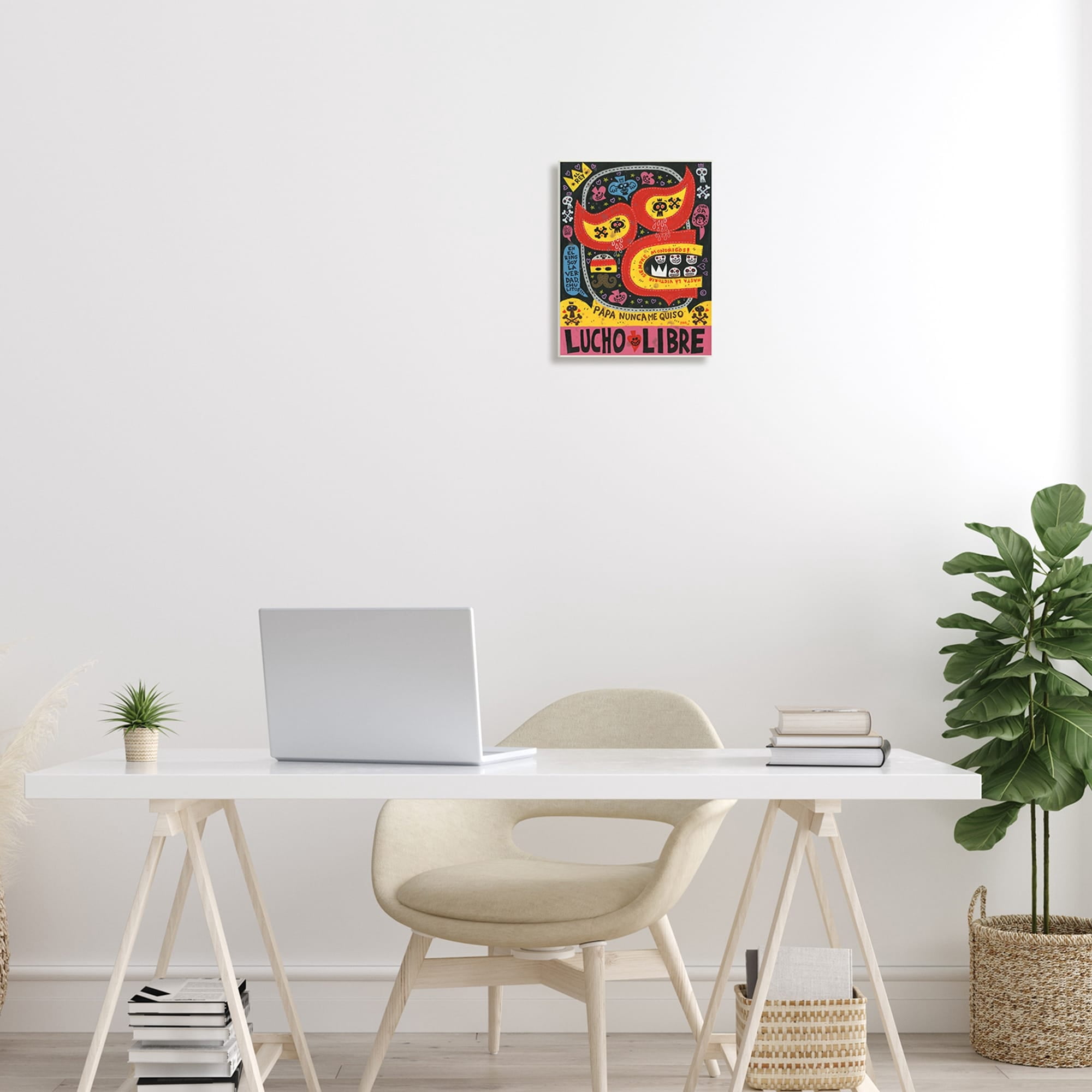 Stupell Industries Bold Lucho Libre Wrestling Mask Skull Shapes Pattern Wood Wall Art, 10 x 15, Design by Jorge R. Gutierrez