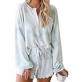 thumbnail image 3 of Lnzyyephy Women's Pajama Sets Long Sleeve Shirt Tops + Sleepwear Shorts Ladies' 2 Piece Nightwear Loungewear, 3 of 4
