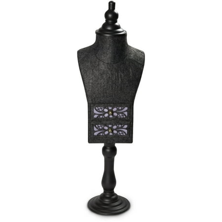 Floral Cut Out Felt Jewelry Mannequin Organizer- Gray with Purple Backdrop