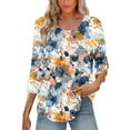 thumbnail image 6 of Womens Summer Shirts and Tops Summer Tops for Teens Cheap 3/4 Length Sleeve Womens Tops Oversized Top Floral Blouses for Women Dressy, 6 of 9