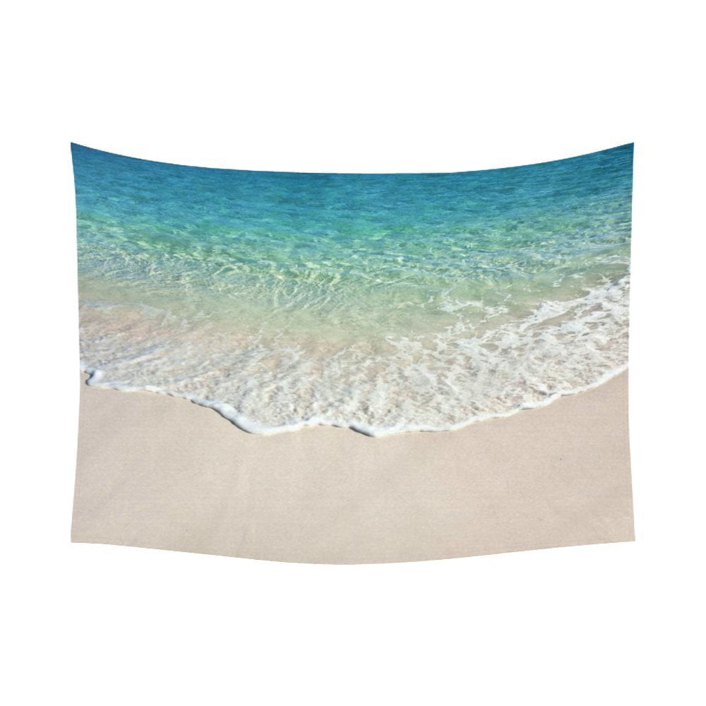 GCKG Blue Wave Sand Beach Tapestry Wall Hanging Tropical Seascape Wall