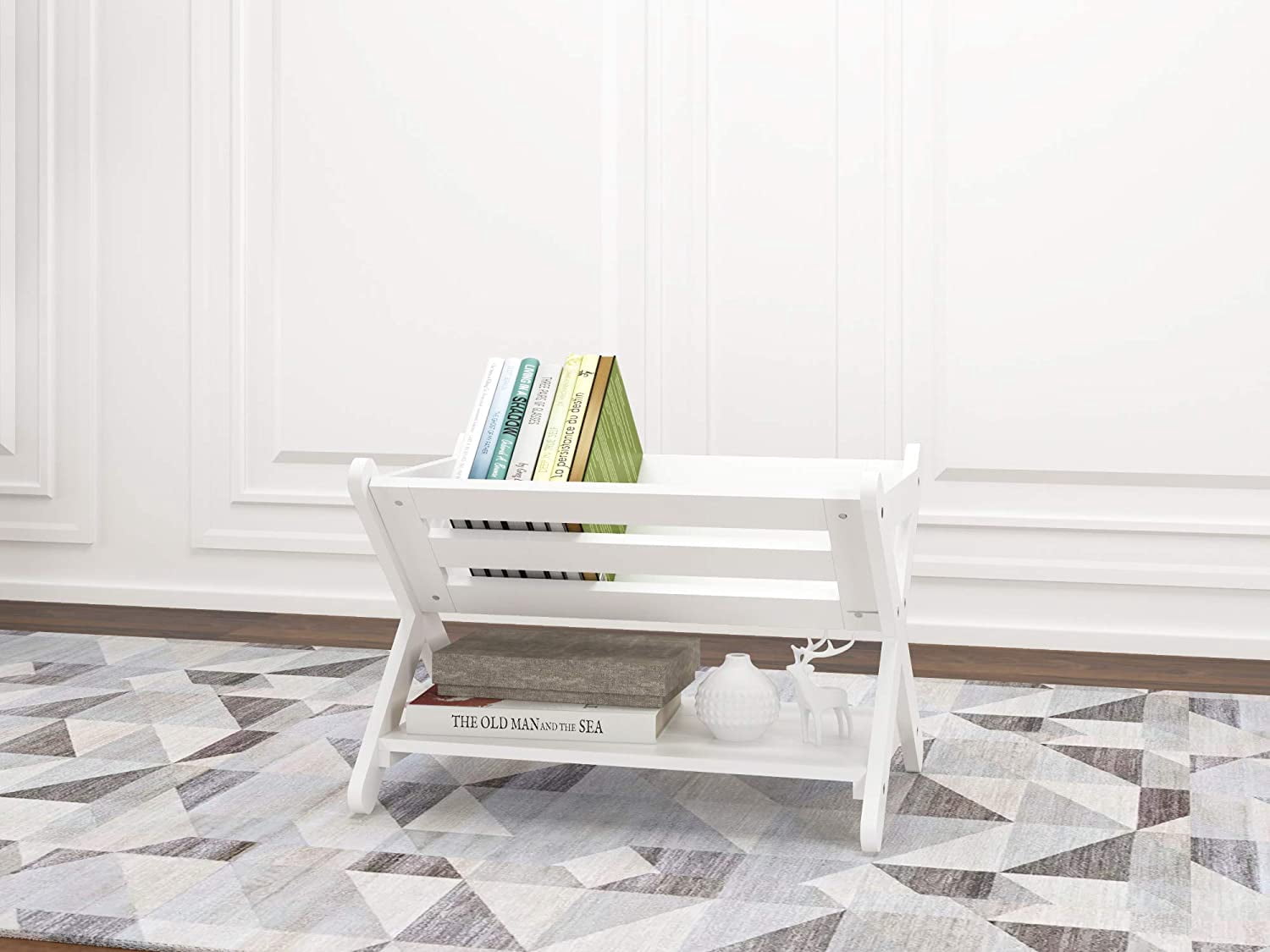 UTEX Kids' Book Caddy with Shelf, Kids Bookcase Storage with Shelf, Kids Book Storage Organizer for Toddlers, Kids, White (White)