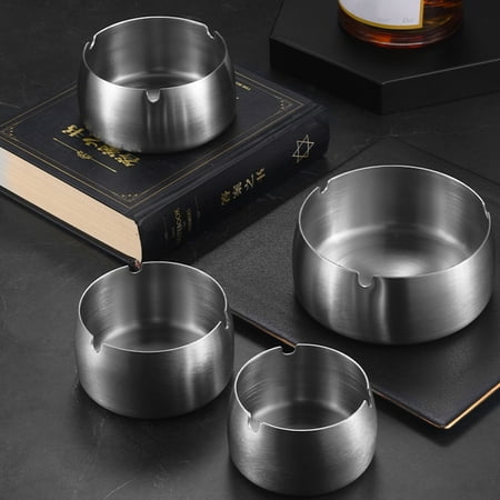 

Greenred Ash Tray Matte Brushed Anti-scald Thickened Ash Storage Stainless Steel Heightened U-shaped Slot Ash Tray for Living Room