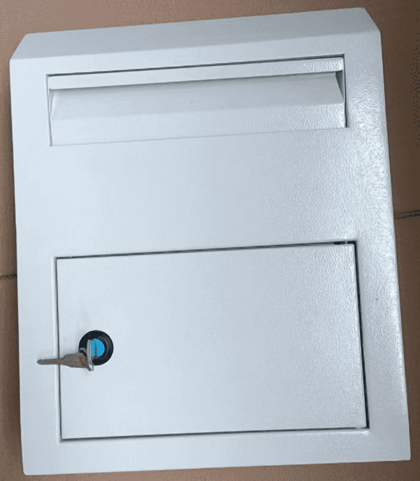 EastVita Steel Key Lock Mail Box Outdoor | Locking Wall Mount Mailbox & Security Key Drop Box | Collection Box for Parcels/Letters | 12'' x4.5'' x 15'', White