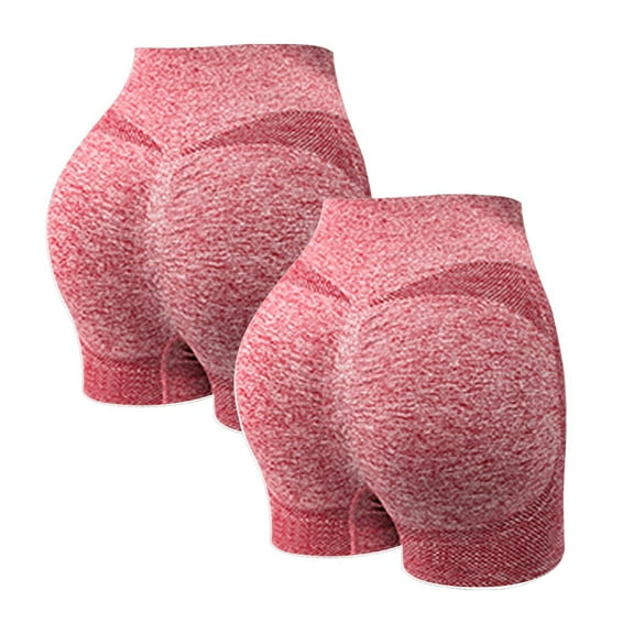 Iugvhana Women's Yoga Leggings 2PC High Waist Skinny Shorts Tummy Control Breathable Stretch Quick-Dry Fitness Workouts Running Shorts Hot Pink L