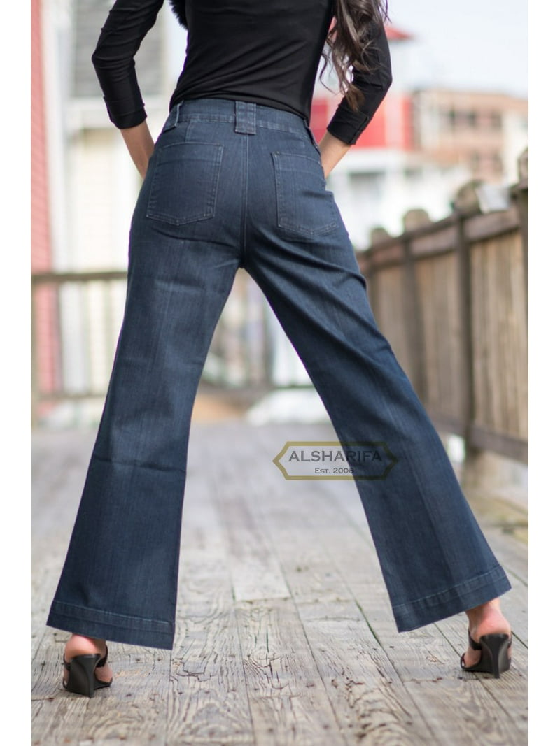 パンツ PAROSH Women Straight Pants D230751846 Blue HR8526-1-Threaded high-waisted casual pants for women