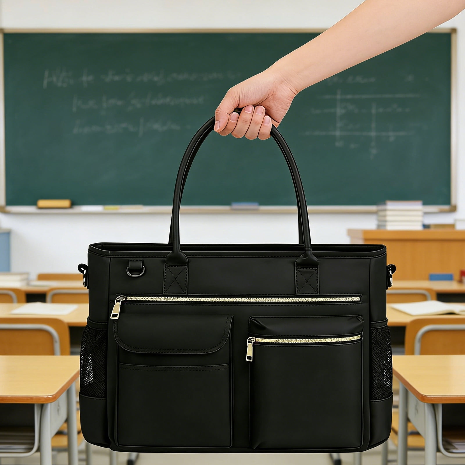 HUISZJ Large Capacity Tote Bag, Laptop Bag with Zipper, Briefcase for Office Work Travel,