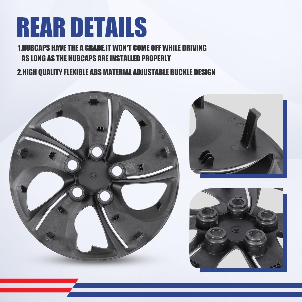 4 Pack 15" Hubcap for 2013-2015 Honda Civic Sedan,Wheel Rim Cover for 2013 Honda Civic Coupe,Compatible with Steel Wheels,Bolt on Installation,Silver Lacquer & Black Lacquer