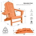 thumbnail image 3 of Folding HDPE Adirondack Chair with 4 in 1 Cup Holder Tray Plastic Adirondack Chairs Weather Resistant Lawn Outdoor Firepit Chairs, Orange, 3 of 7