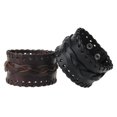 thumbnail image 5 of Moda punk hombres mujeres cuero ancho pu cuero cinturón brazalete - marrón Hugo Brazalete ancho para hombre, 5 of 5