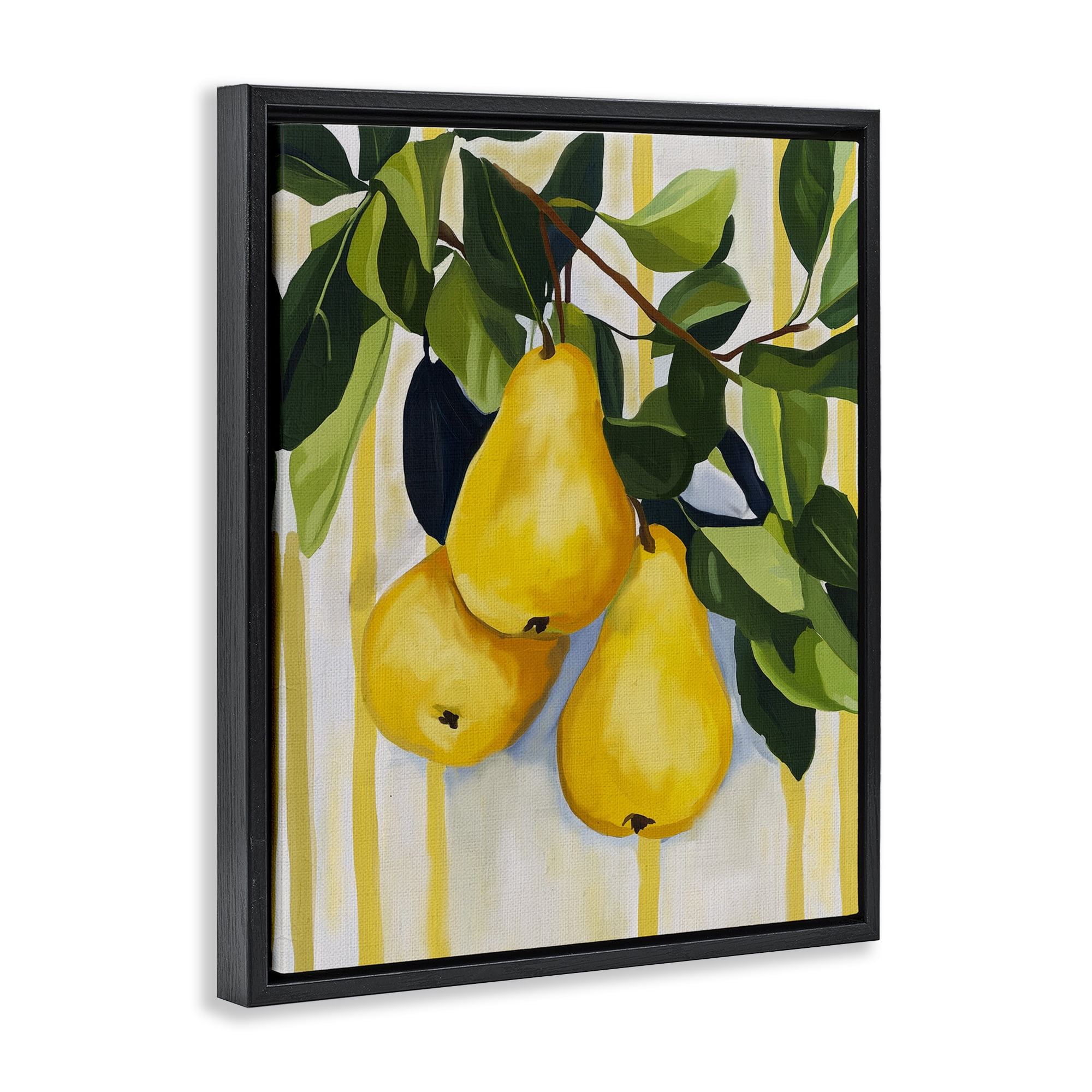 Stupell Industries Pears on Lush Branch Black Framed Floater Canvas Wall Art, design by Yen