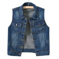 thumbnail image 2 of BYHONG Womens Buttoned Washed Denim Jacket Sleeveless Crop Vest Casual Jackets for Women Blue XXXXL, 2 of 5