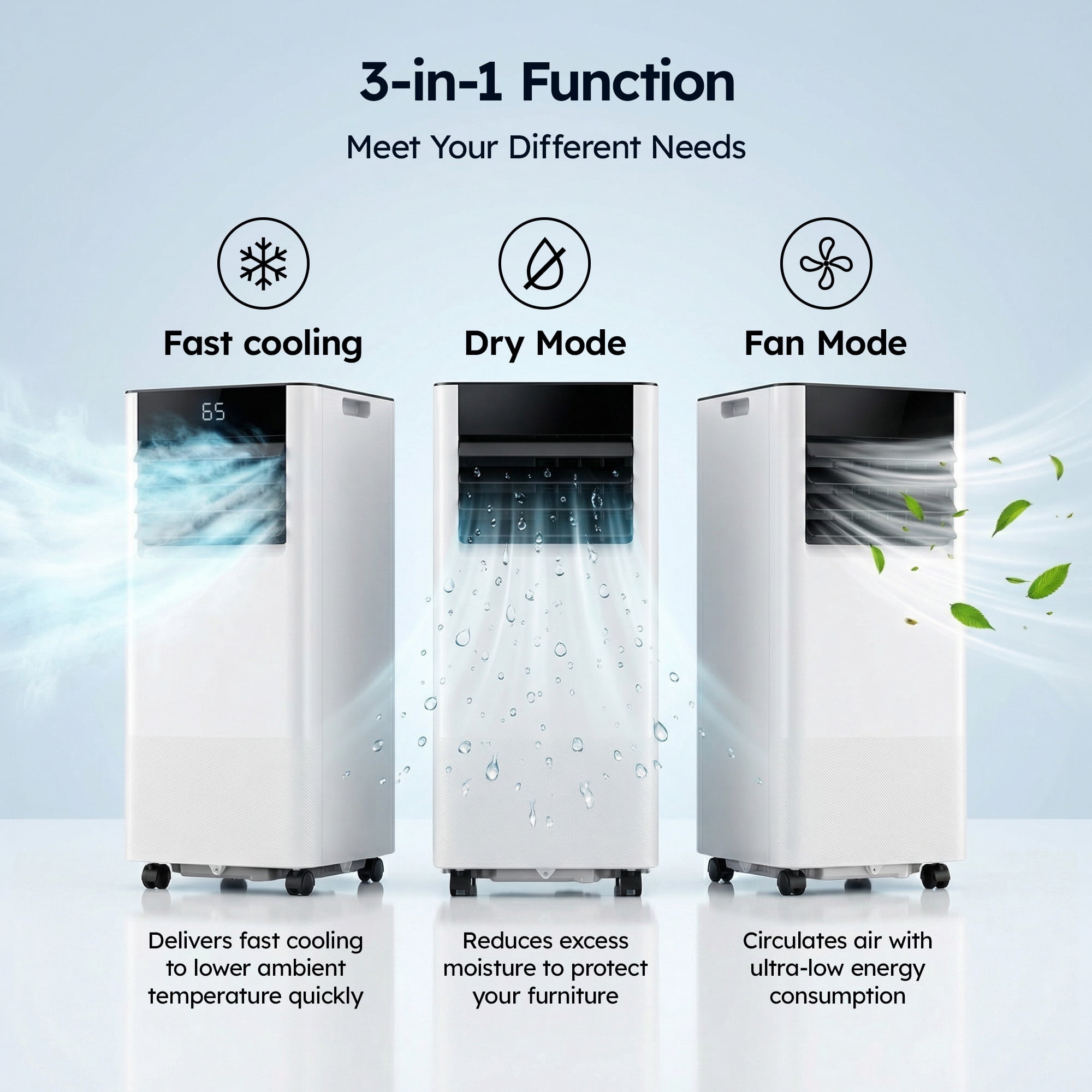 SIMZLIFE 10000 BTU Portable Air Conditioner with WIFI and Remote Control,Small AC Unit with Dehumidifier and Fan for Rooms up to 550 Sq. Ft., White