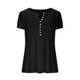 thumbnail image 4 of Xdegoge Ofertas En Walmart Summer Tops for Women 2025 Dressy Casual V Neck Short Sleeve Shirts Trendy Button Down T Shirt Tunic Cute Blouses Pullover Solid Color Going Out Tops Past Orders At Walmart, 4 of 7