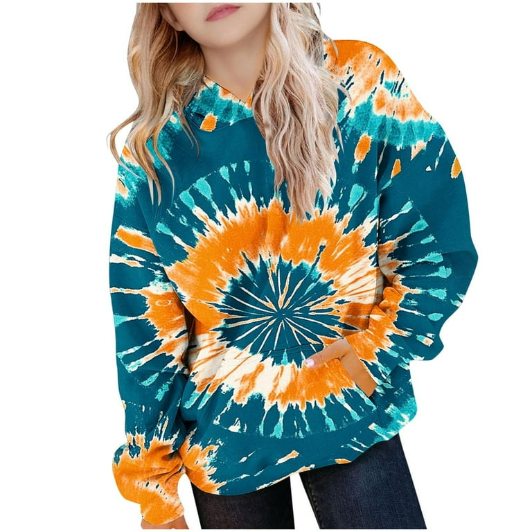 Trupants Big Girls Tie-Dye Hoodie 13T Green Spiral Pattern, 100